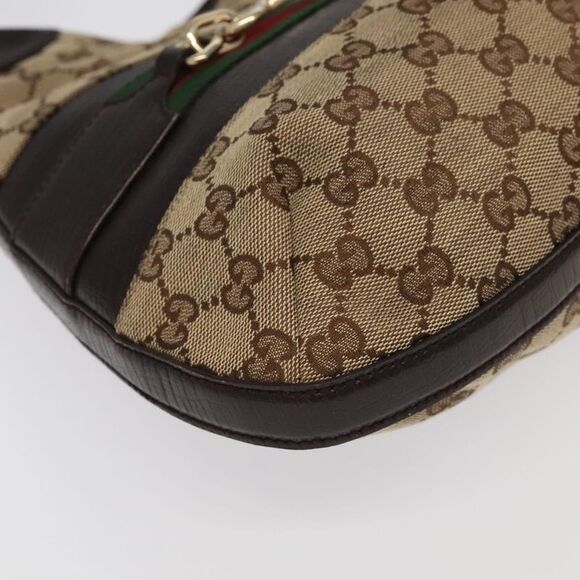 Gucci Horsebit Beige Canvas Shoulder Bag (Pre-Owned) - Picture 15 of 16